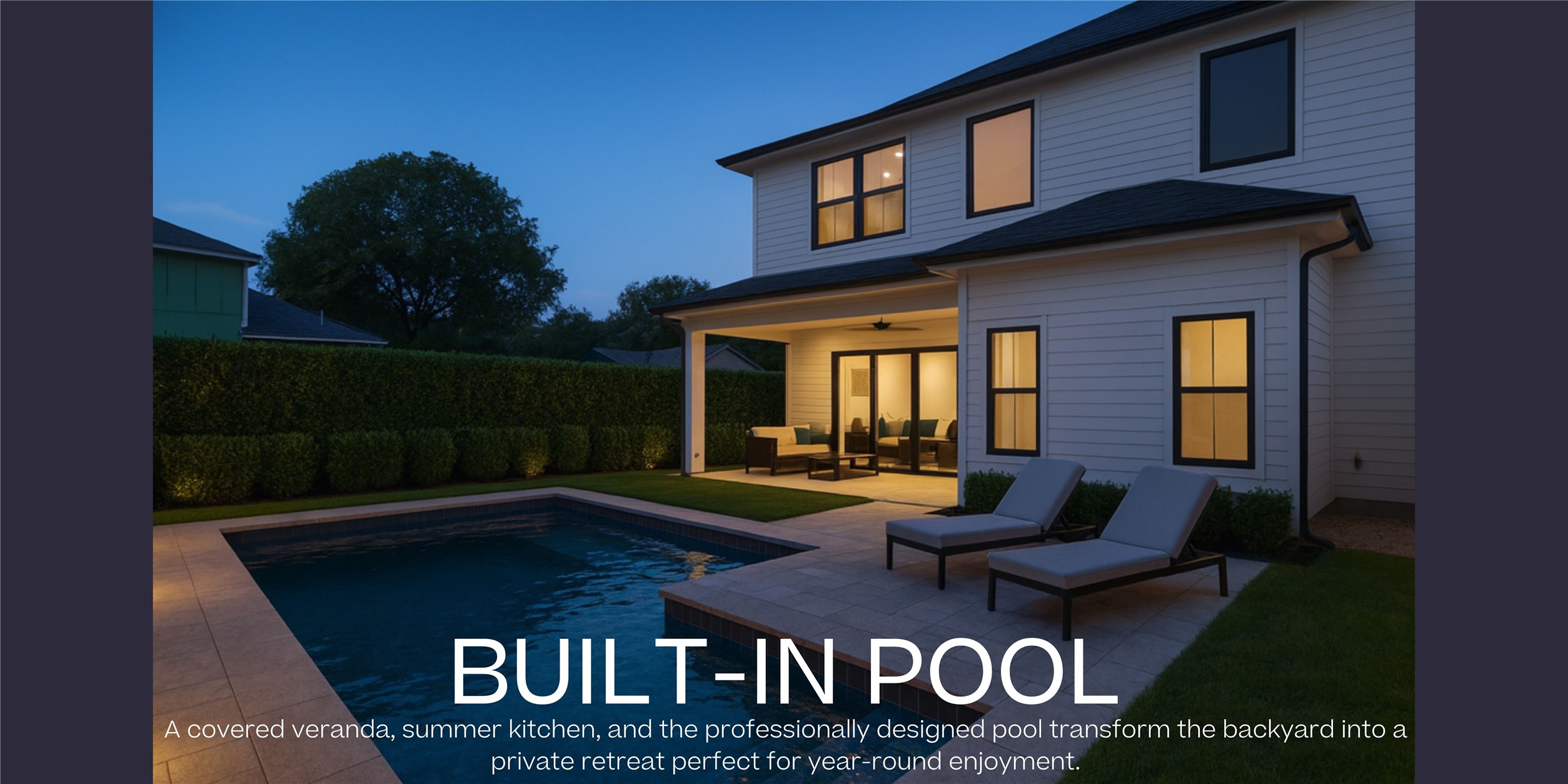 1510 Chantilly Lane Houston, TX 77018 - Photo 2 of 50 A covered veranda and the professionally designed pool transform the backyard into a private retreat perfect for year-round enjoyment. **Rendering of pool, not actual representation of what will be built**