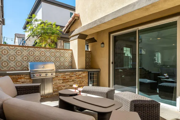 a outdoor living space with furniture