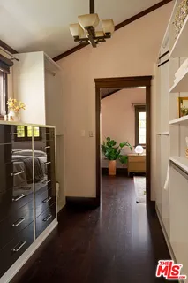 a view of a hallway with workspace