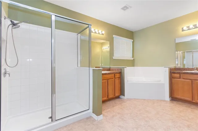 a bathroom with a bathtub