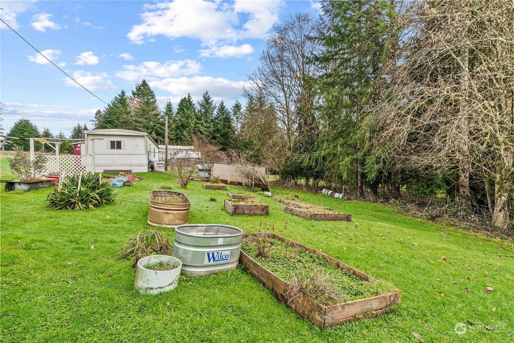103 Diebert Road Longview, WA 98632 - Photo 9 of 18 a view of a backyard with table and chairs potted plants and large tree