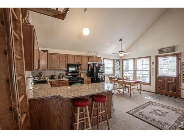 a view of a dining room and livingroom view