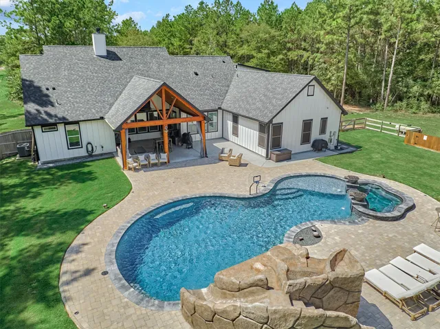 an aerial view of a house