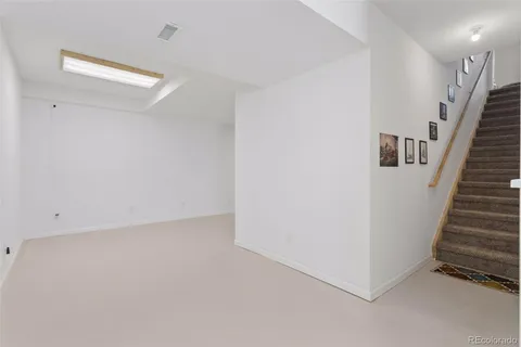a view of a room with stairs