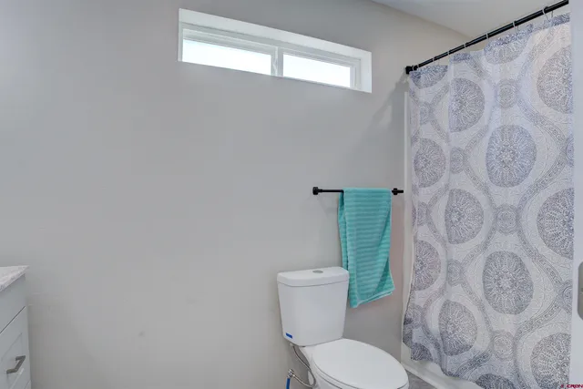 a white toilet sitting next to a shower curtain