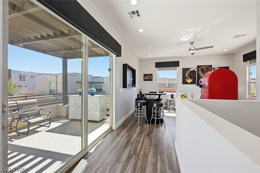 4246 Swift Street Las Vegas, NV 89135 - Photo 27 of 71 Dining room with dark wood finished floors, recessed lighting, and a ceiling fan