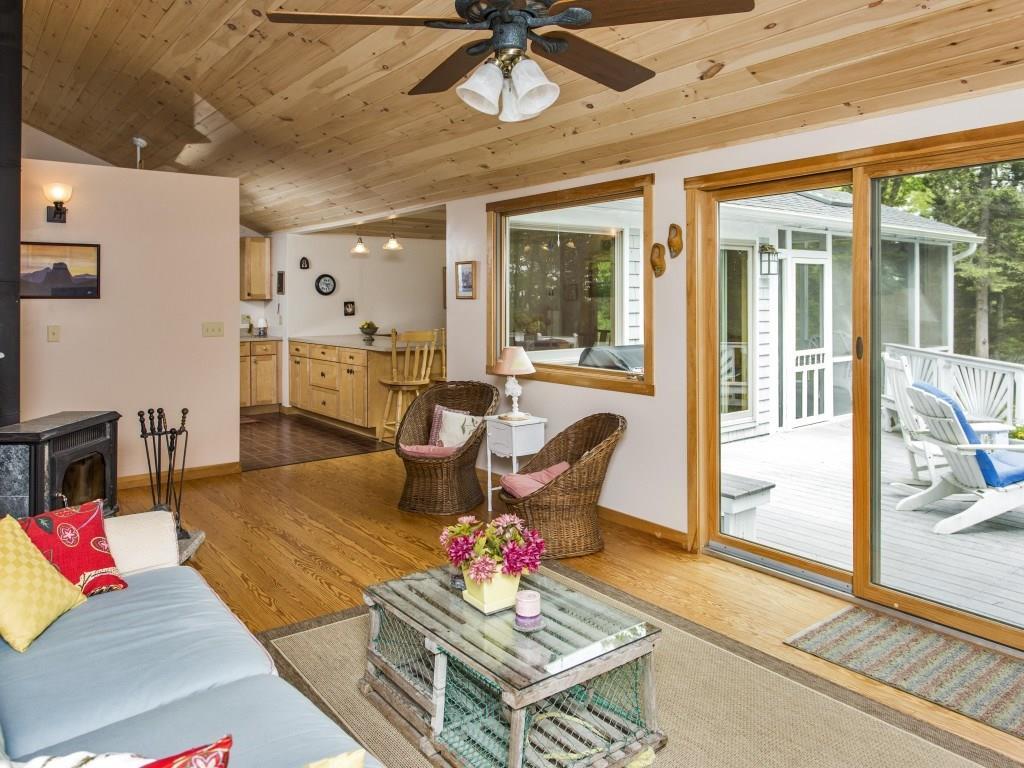 131 Appalachee Road Boothbay Harbor, ME 04538 - Photo 5 of 30 Living room with vaulted ceiling,...