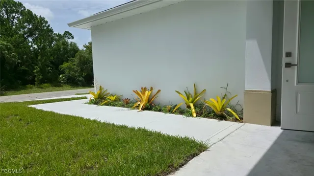 a view of a swimming pool with an outdoor space