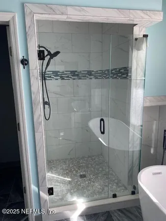 a bathroom with a shower