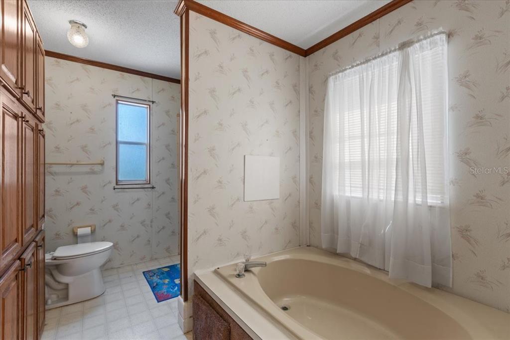 4945 Southwest Highway 358 Steinhatchee, FL 32359 - Photo 15 of 35 a bathroom with a tub a toilet and a shower