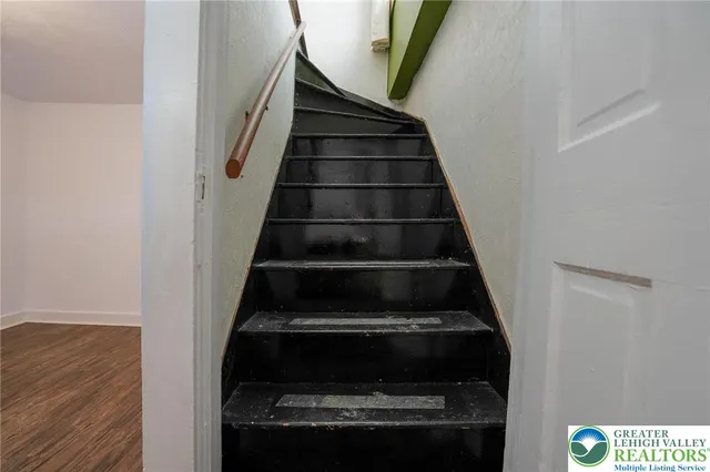 a bathroom with a glass door