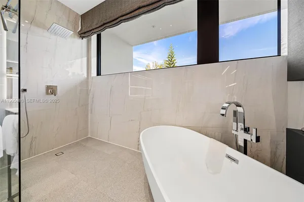a bathroom with a bathtub