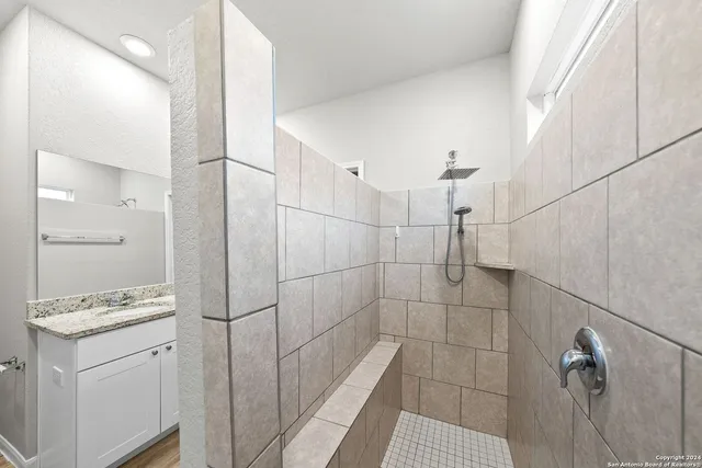 a view of a room with racks on the wall