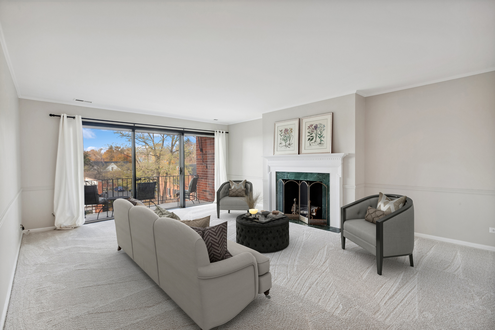 515 North Main Street, Unit 4AS Glen Ellyn, IL 60137 - Photo 7 of 23 a living room with furniture a fireplace and a large window