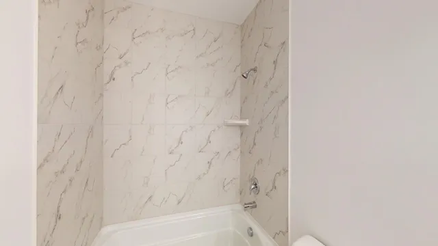 a bathroom with a bathtub