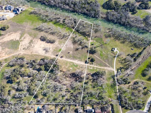 a view of a yard with plants and trees