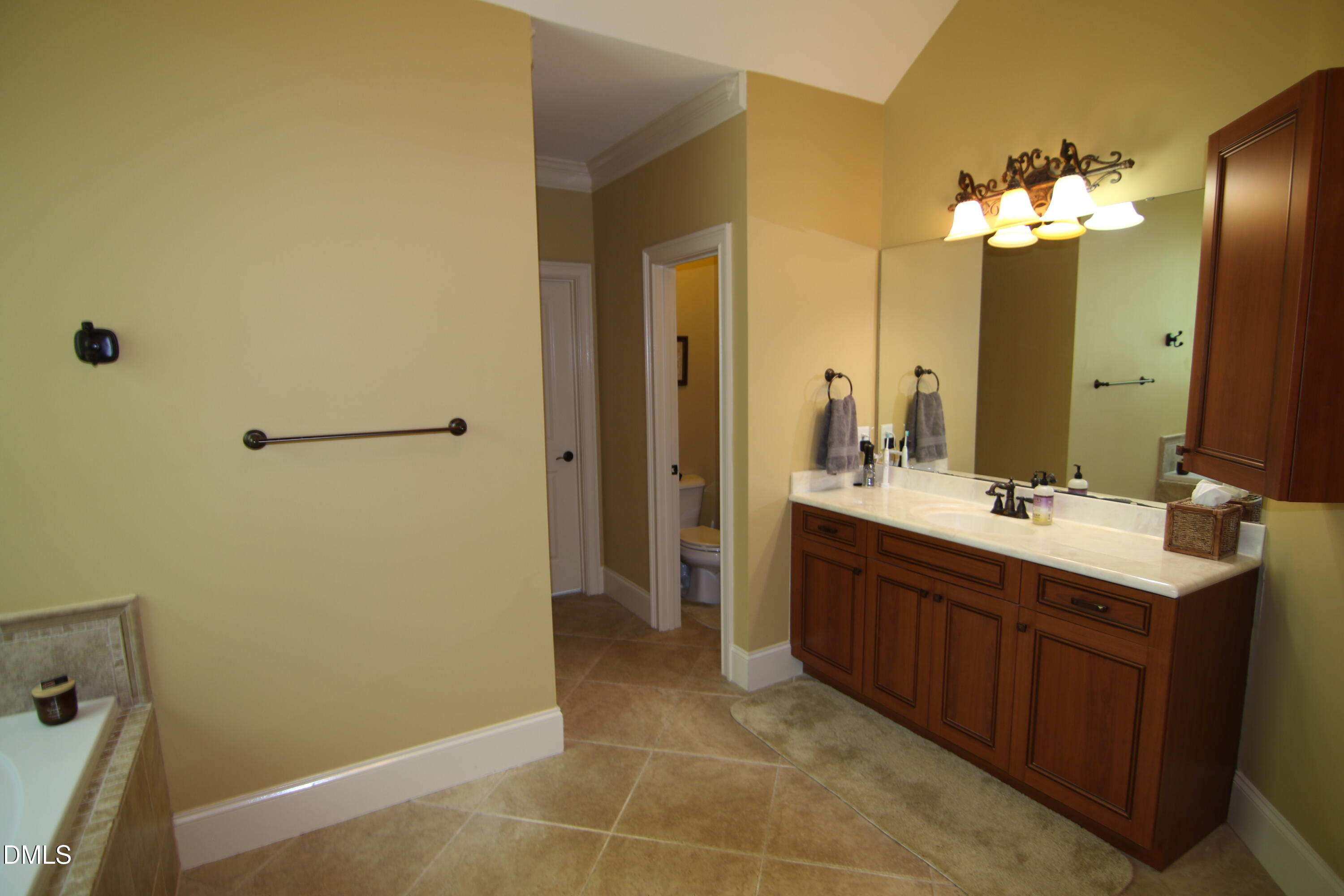 8104 Henderson Road Apex, NC 27539 - Photo 31 of 45 a bathroom with a double vanity sink and a mirror