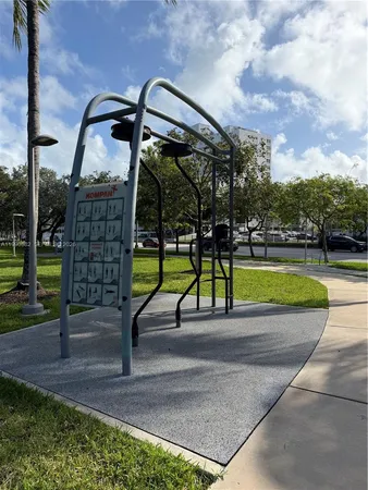 a park view with a bench