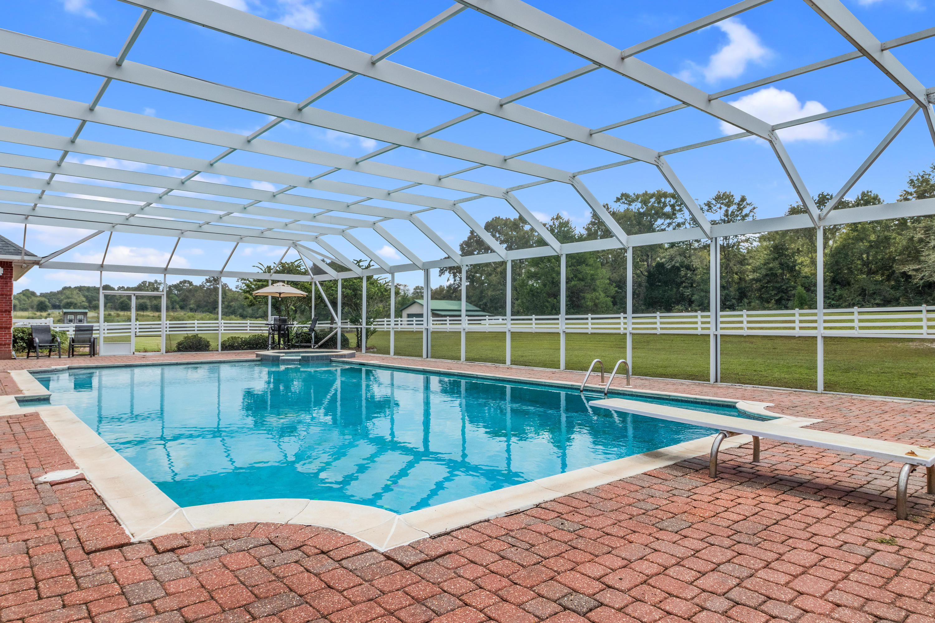 1498 Sky Ranch Lane Baker, FL 32531 - Photo 65 of 86 a view of a backyard with a swimming pool