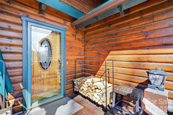 a view of a room with racks on the wall