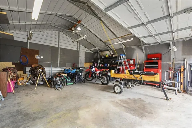 a view of a garage with a bike