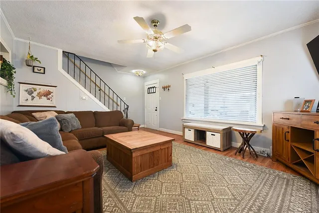 a living room with furniture