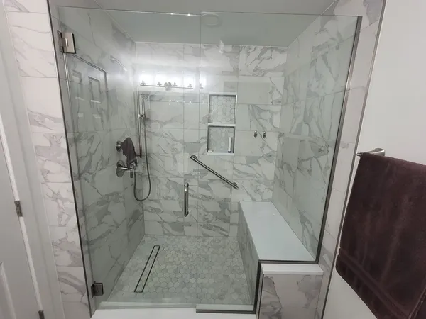 a bathroom with a shower