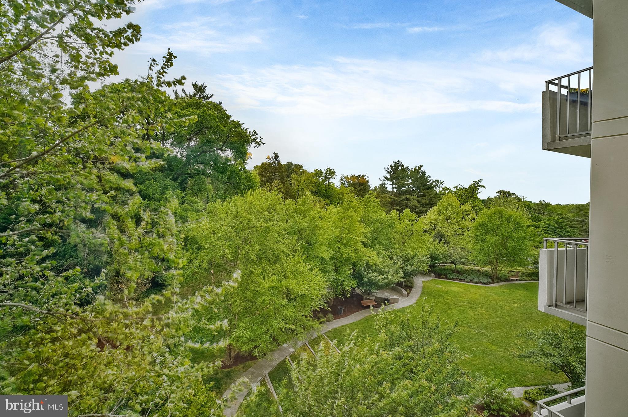 5101 River Road, Unit 618 Bethesda, MD 20816 - Photo 42 of 46 a view of a yard with plants and a bench