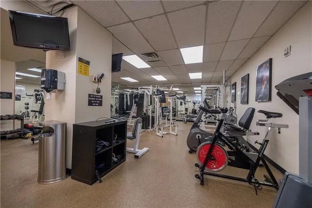 a view of a room with gym equipment