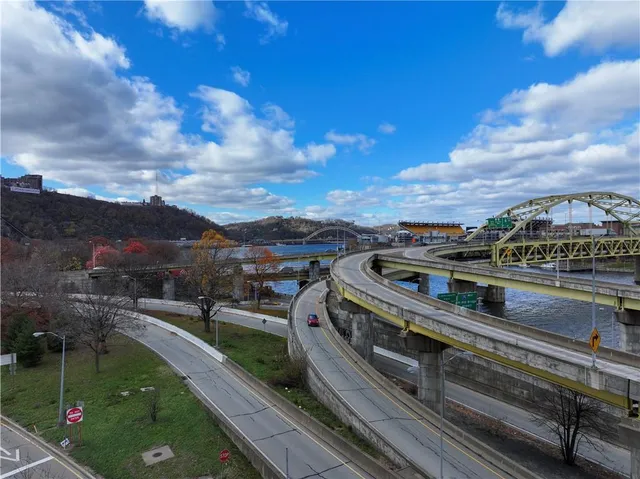a view of a lake with a nearby beach