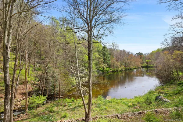 a lake view with a dry yard