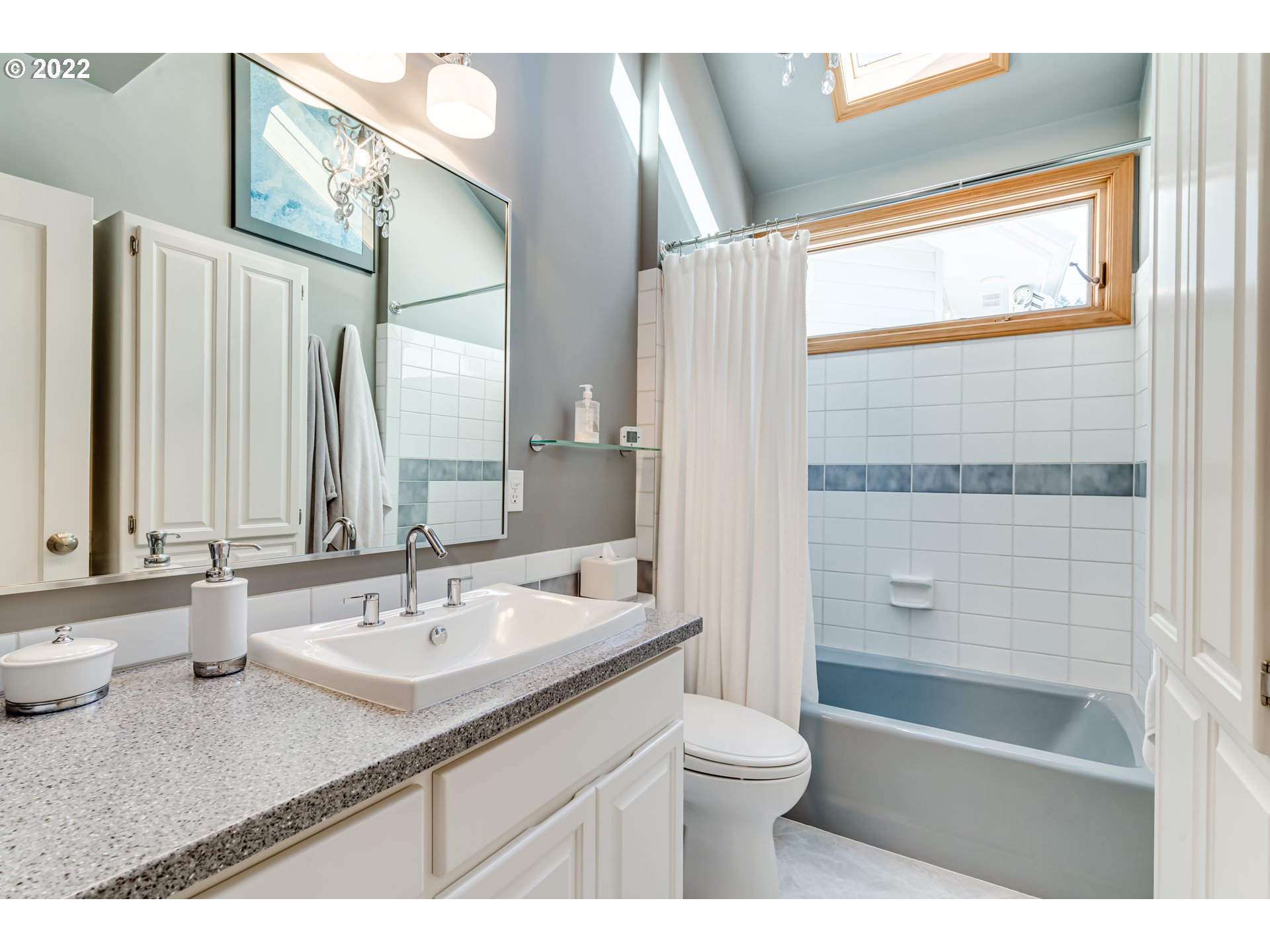 2059 Orchard Street Eugene, OR 97403 - Photo 21 of 32 a bathroom with a granite countertop sink toilet and shower