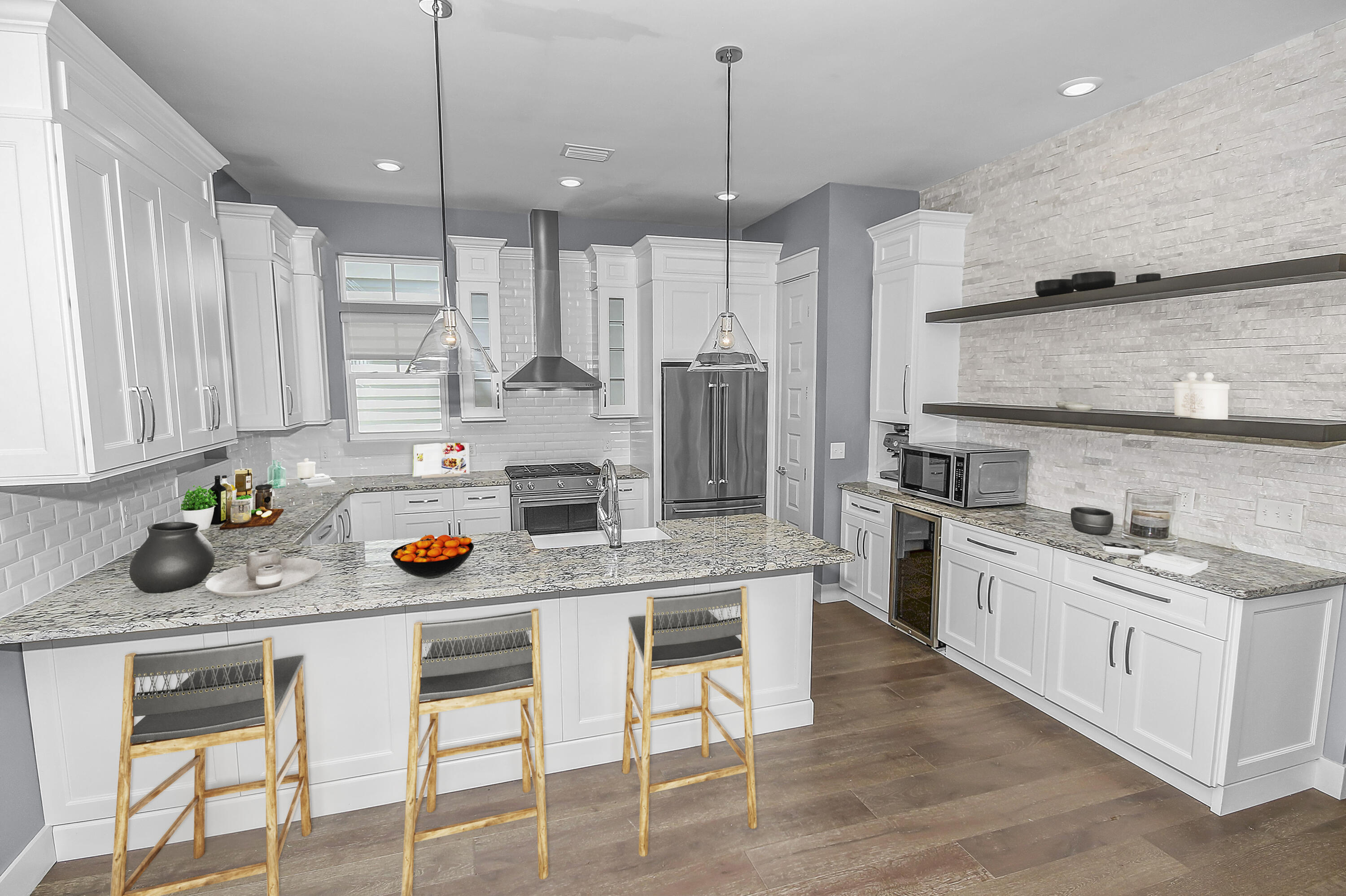 55 Grande Pointe Circle Inlet Beach, FL 32461 - Photo 8 of 32 a kitchen with stainless steel appliances granite countertop a sink a stove and chairs