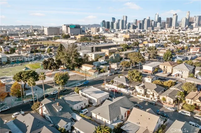 an aerial view of a city with lots of residential buildings