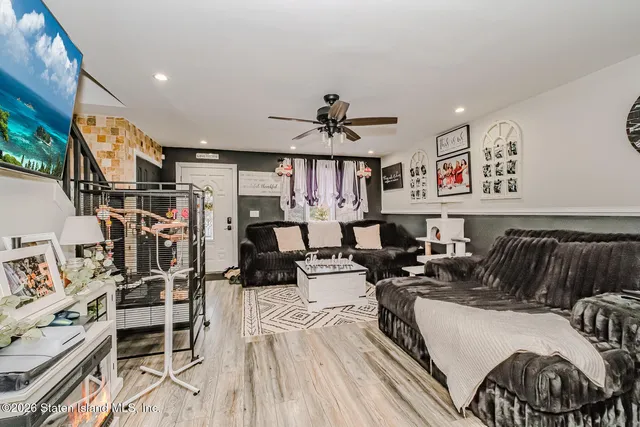 a living room with furniture