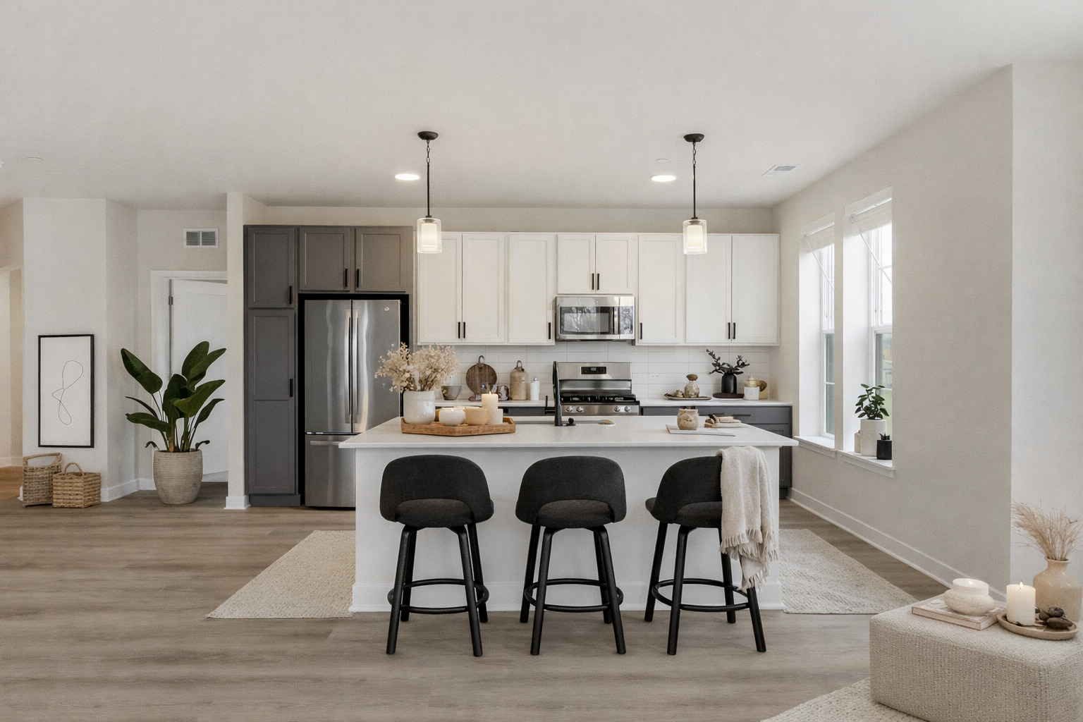 250 McHenry Road, Unit B2B3 Buffalo Grove, IL 60089 - Photo 7 of 33 a kitchen with kitchen island cabinets stainless steel appliances and a dining table