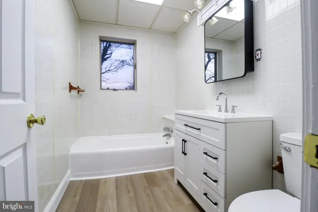 a bathroom with a sink a toilet and bathtub