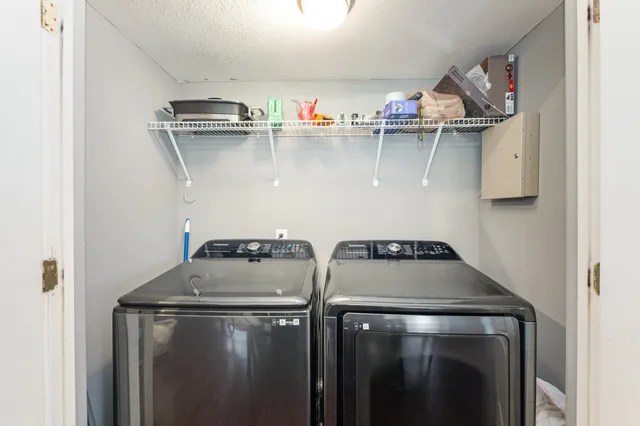 a close view of water heater and racks