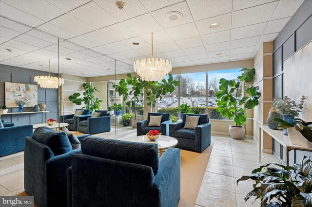 a living room with patio furniture