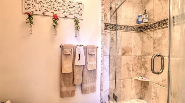 a bathroom with a shower