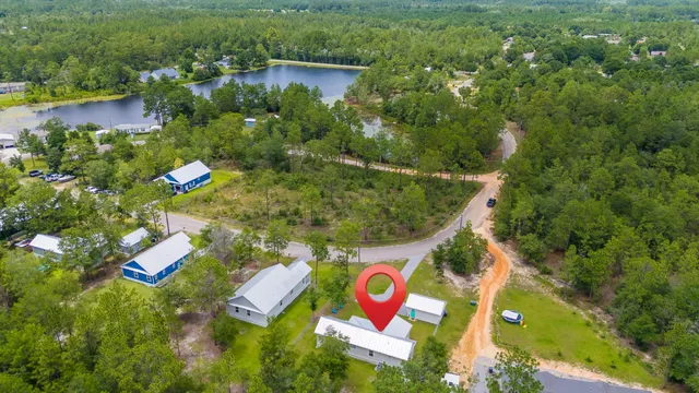an aerial view of a house