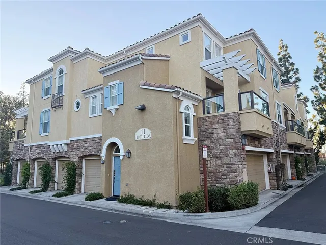 a front view of a building with windows