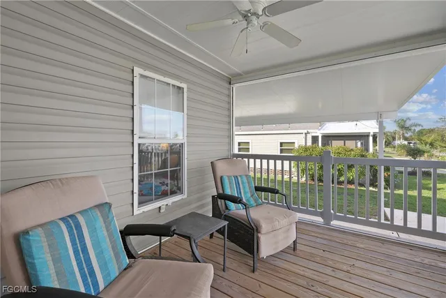 a balcony with furniture