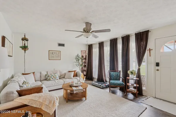 a living room with furniture