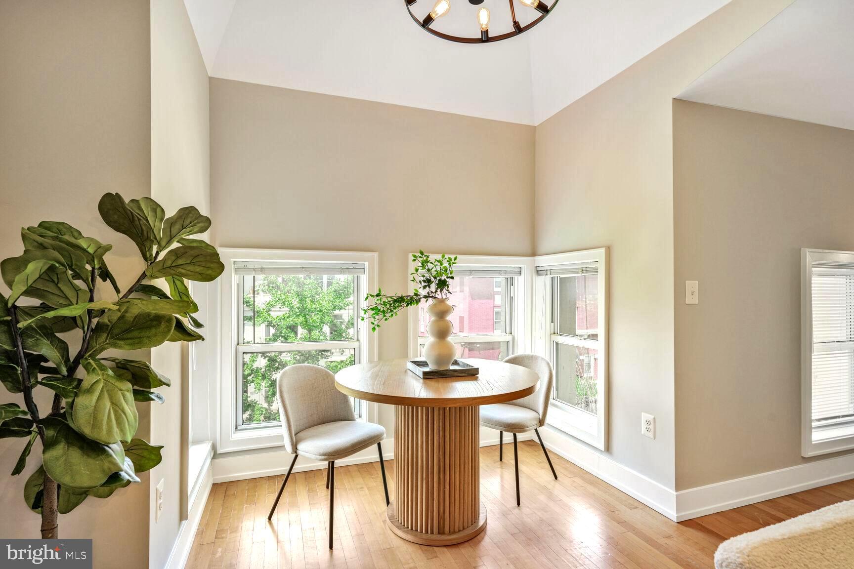 2515 17th Street Northwest, Unit 5 Washington, DC 20009 - Photo 5 of 14 a dining room with furniture potted plants and wooden floor