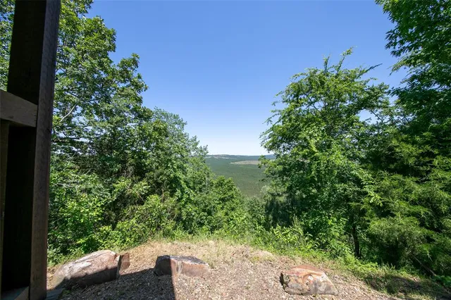 a view of a lush green hillside and houses