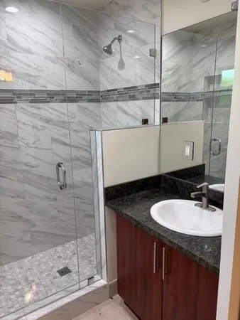 a bathroom with a shower