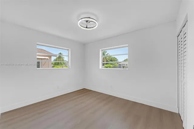 an empty room with a workbench