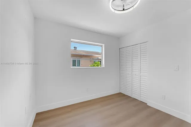 an empty room with a workbench