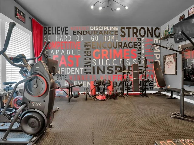 a view of a room with gym equipment